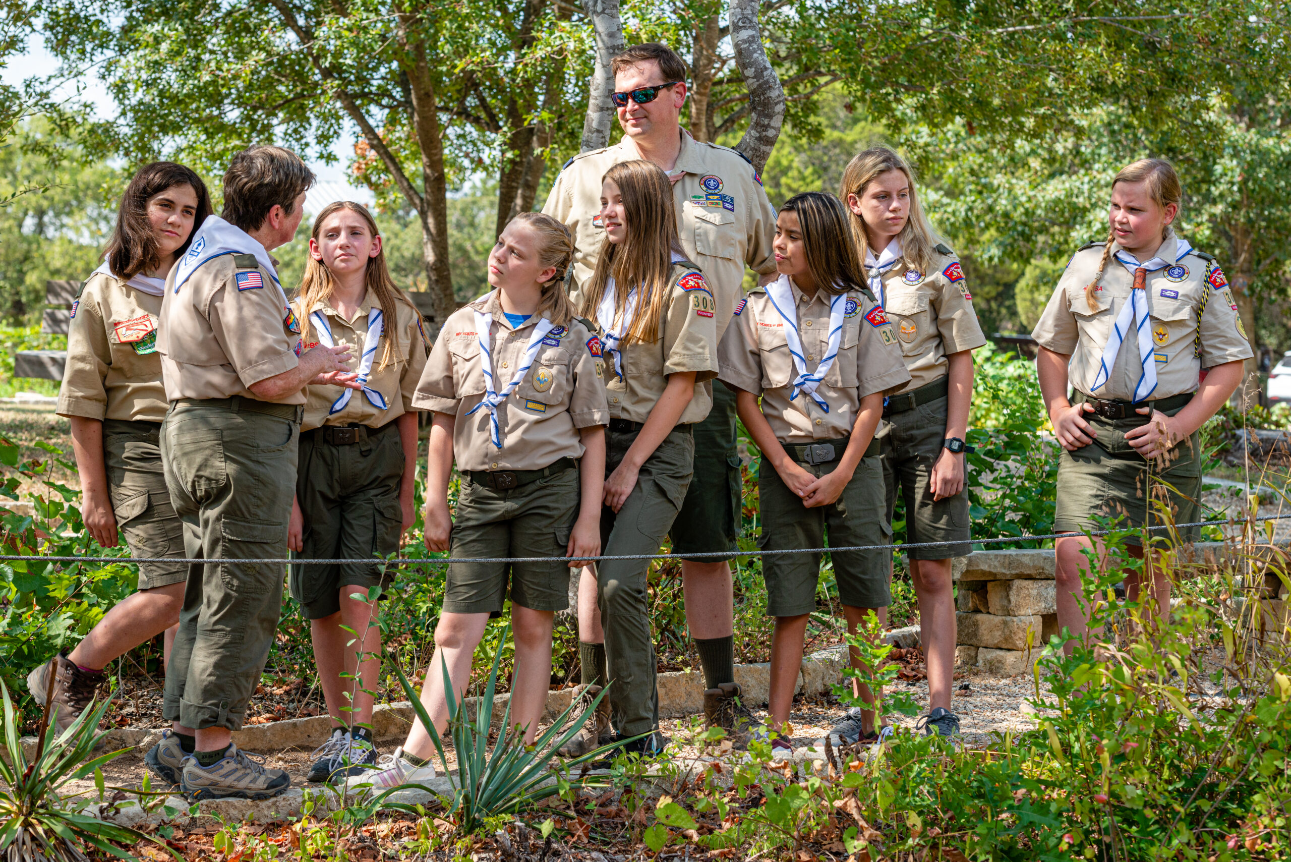 Stock photo shoot at Homestead Heritage in Waco, Texas. Cub Scouts, boy and girl, Scouts BSA girls